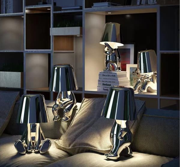 Thinker nattbordslampe gull touch-funksjon oppladbar bordlampe nattlampe sølv
