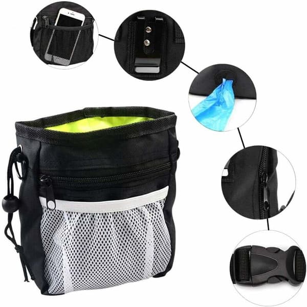 Triomphe Dog Treat Bag, Triomphe Dog Training Bag, Dog Treat Pouch, Adjustable Waist Strap and Adjustable Shoulder Strap (Black)