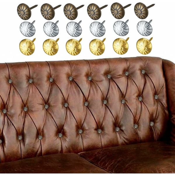 Pakke med 450 polstringsøm, dekorative møbelstifter, pyntestifter, stifter til sofa, stol, seng, antik - 11 x 17 mm/bronze, guld