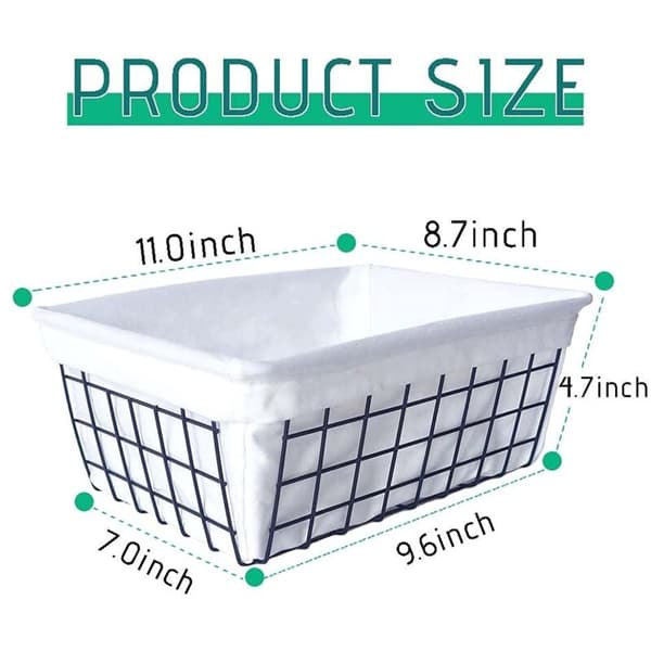 Wire basket with liner, 1-pack wire baskets for storage, storage basket for kitchen cabinet A