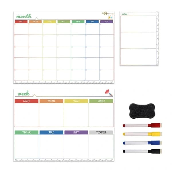 Magnetisk Whiteboard-sæt Daglig Ugentlig Månedsplanlægger Køleskabsmagnet Pen