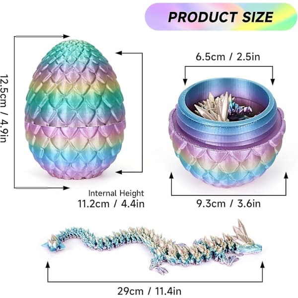 Easter Egg 3D Printed Dragon Eggs Crystal Dragon Fidget Toys Fully Articulated Dragon Gift
