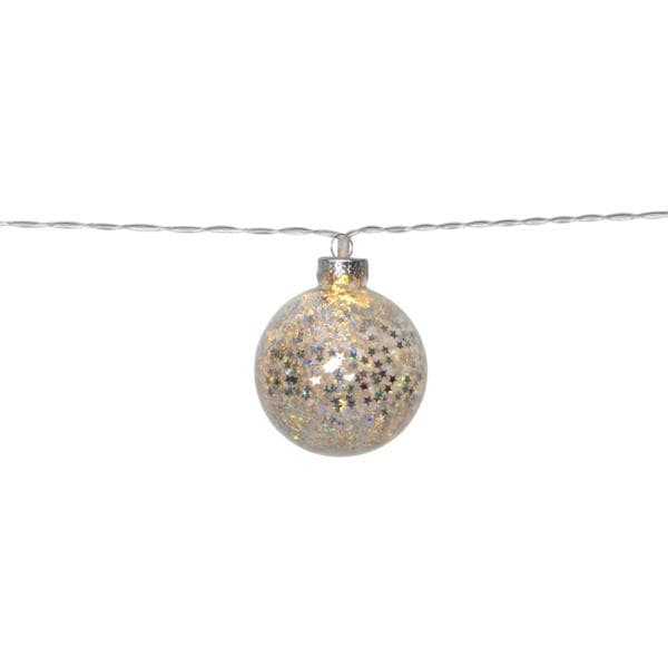 Valoketju Glitter 10 palloa Hopea Silver silver