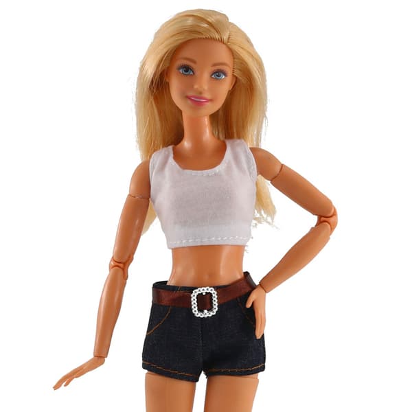 4-pack 11-tums Barbie-dockkläder set, jeans, klänning