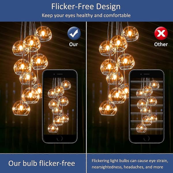 C7 LED Candle Bulb E14, 0.5W Equivalent 5W, Amber LED Filament Bulb E14 Candelabra 2200K Warm White, Non-Dimmable, 6-Pack