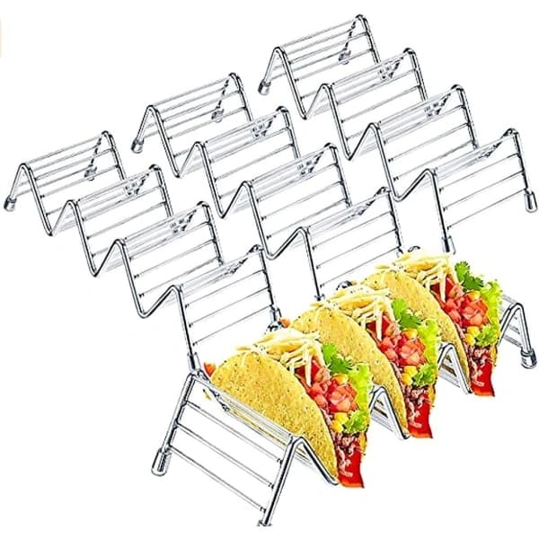 Tacoholder 4-pak, tacostativ i rustfrit stål, plads til op til 16 hårde eller bløde tacos