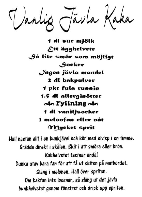 Vægord - Almindelig Forbandet Kage