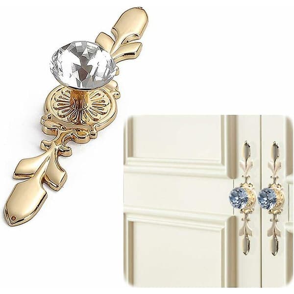 6 Pieces Diamond Door Knobs Gold Crystal Door Knobs Cabinet Knob Diamond Cabinet Handles Diamond Crystal Knobs for Home Decoration with Screws, 120 mm