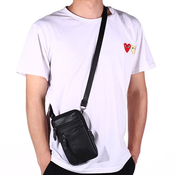 Relaxed Shoulder Bag Waterproof Phone Bag Messenger Bag Small Men's Leather (Coffee)