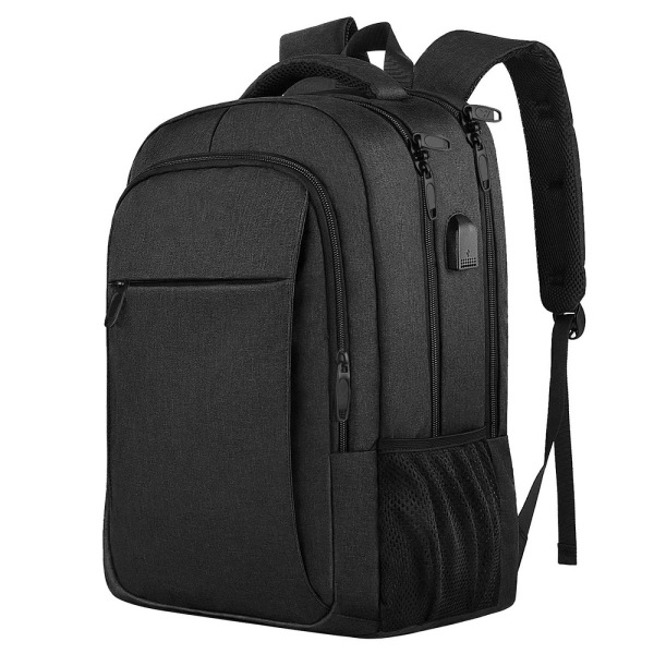 Rejsetaske til bærbar computer, forretningsrejse, tynd, robust rygsæk til bærbare computere med USB-opladningsport, computertaske til college Blue