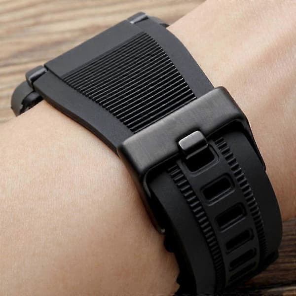 24MM For Bell & Ross BR001 BR003 Black Silicone Watch Strap Replacement Black Button Black Button