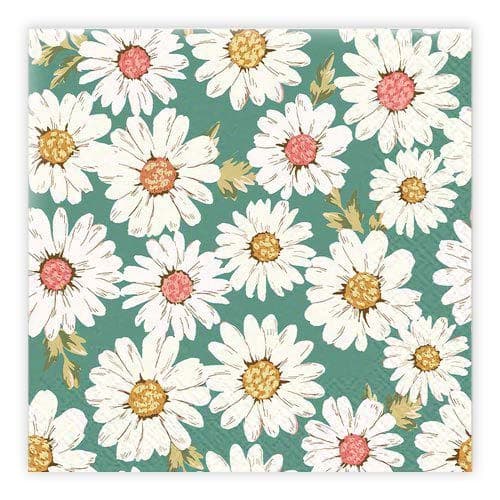 Servietter Grøn marguerit 33x33cm 20-pak multifärg multicolor
