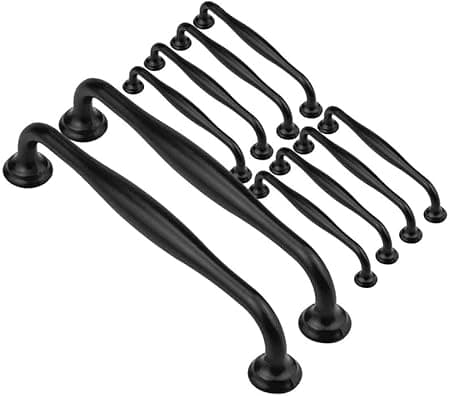 10-pack 128 mm kitchen handles, black cabinet door handles