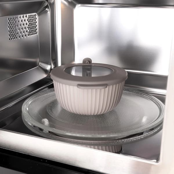Mikrobølgeovnssikker 500 ml skål med låg, beige