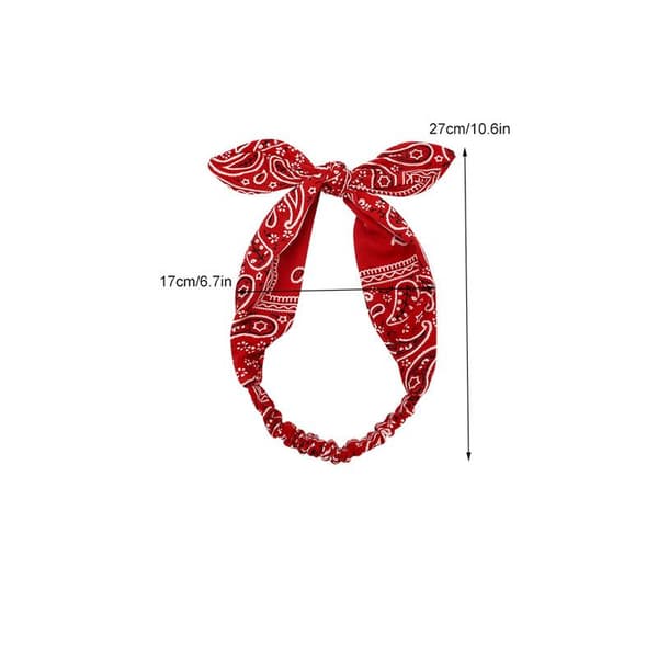 6-pack elastiska paisley-bandana-knut-hårband med kaninöron