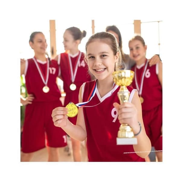 Barnmedaljer - 50-pakning - Gullmetall - Trefarget bånd - Multisport - Perfekt gave