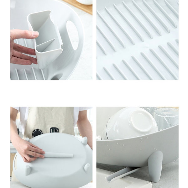 Dish Rack with Drainage - Grey