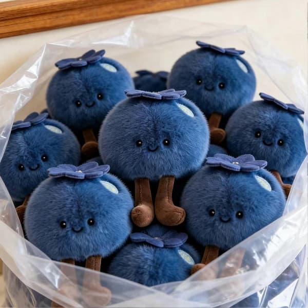 Kawaii Blåbärs-plysch – Rund & Bedårande – för Lekfull Accent – 8cm