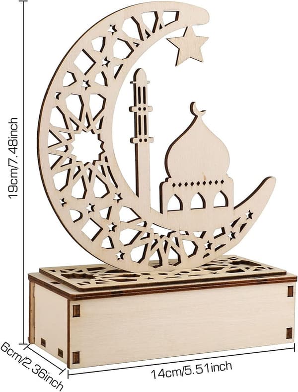 Ramadan LED trælys Ramadan Lanterne LED Ramadan dekorationslys (20x16cm)