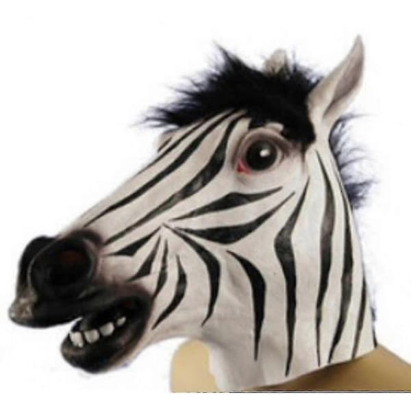 Helhode Zebra Gummimaske Latex Dyreskremmende For Halloweenfest