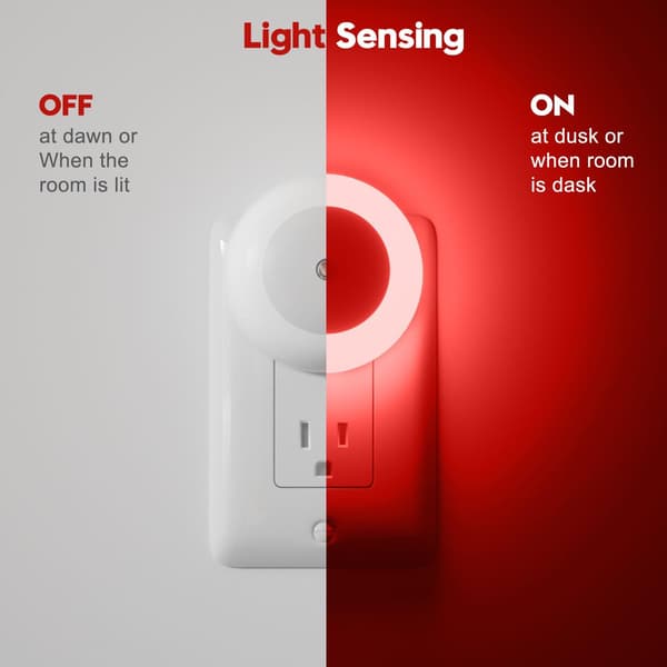 Night light with dusk sensor, red LED for bedroom, bathroom, hallway, kitchen, nursery, adults-FY-