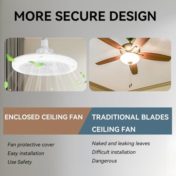 30W LED Ceiling Fan with Remote Control – Silent Hanging Lamp with 3 Speeds and 3 Color Temperatures