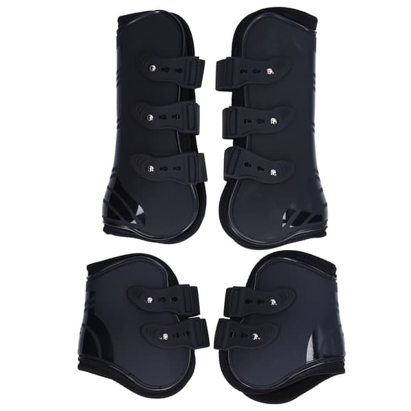 4 pcs Horse Leg Boots, Soft, Durable, with PU Shell, Black, For Front and Hind Legs