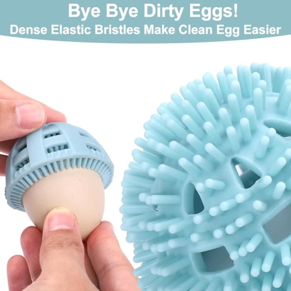Egg Cleaning Brush Silicone, Egg Scrubber for Fresh Eggs, Reusable Egg Washing Cleaning Tools (Blue)