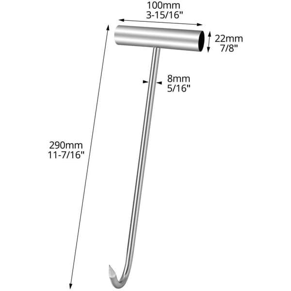 2 stk Krok for kumlokk Kraftig Rustfritt Stål 30cm Sølv