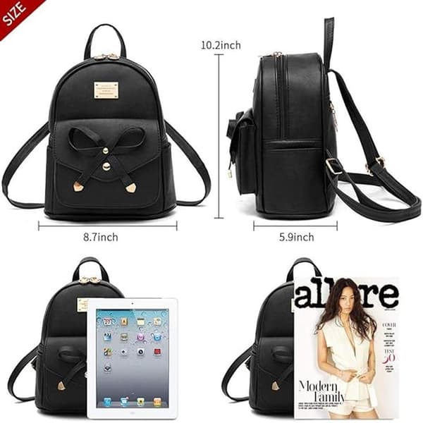 Women's Backpack Mini Backpacks Girls Bow PU Leather Backpack Bag Cute Shoulder Bag Backpack