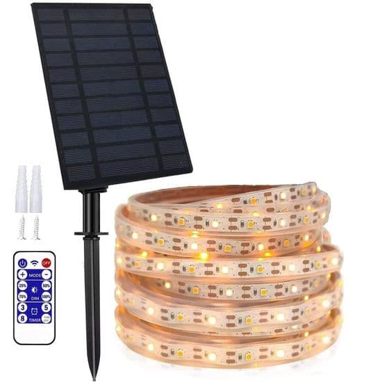 LED-lyslist 10m - Solcelledrevet - IP67 - 8 dekorative moduser
