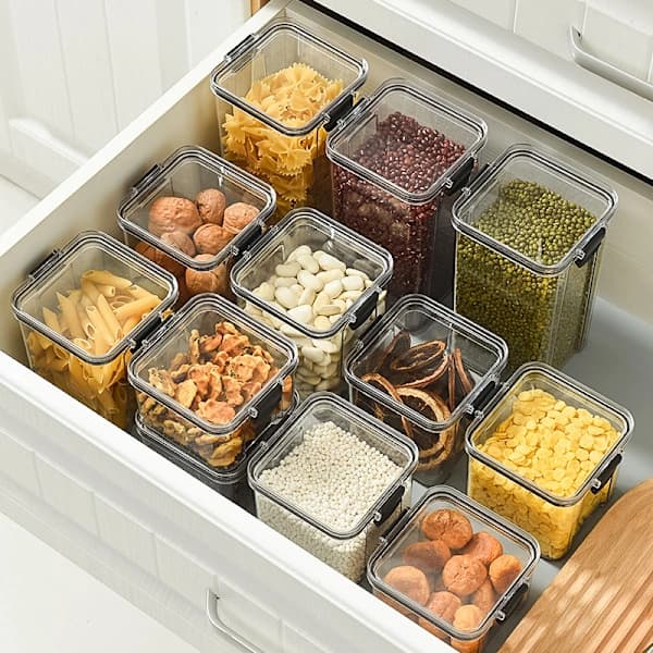 Sealed Plastic Food Storage Container, Moisture-Resistant Kitchen Container for Cereal, Snacks, and Dried Fruit, 1800ML 1800ML 1800ML