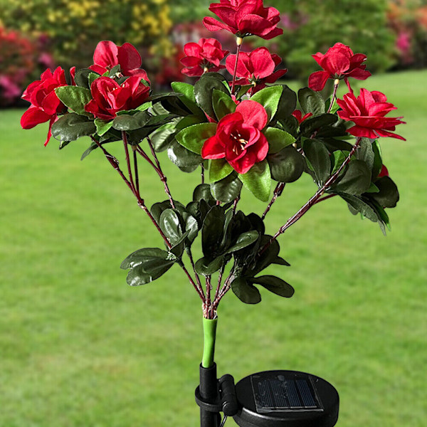 Rhododendron Solar Power Flower Lights, 42 LED Garden Stake Lamp Yard Outdoor Decor, Vanntett, Hagepynt Utendørs Red