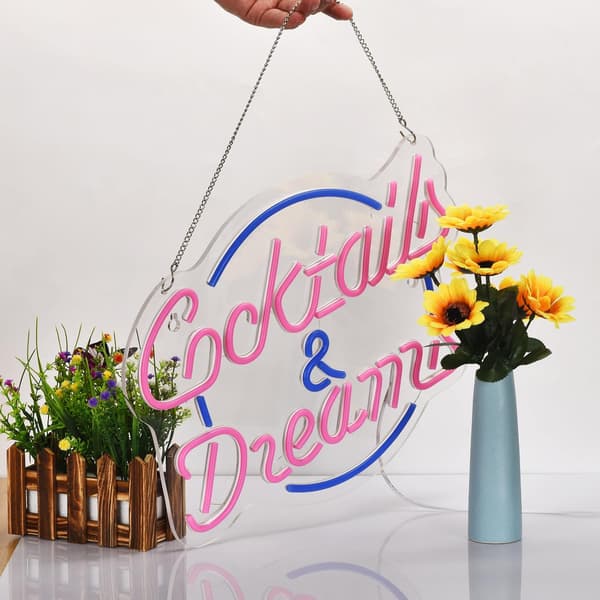 Cocktails And Dreams Neonskylt LED med Dimmer 41x36 cm Akrylplatta Väggdekor