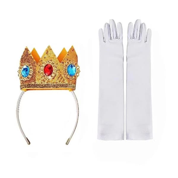 Princess Peach Krone Tiara Øreringe Handskesæt Mario Cosplay