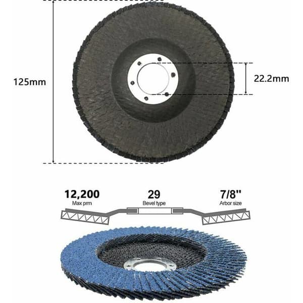 Flap Discs, 125 mm Flap Discs, Grit 40/60/80/120, Segmented Discs, Grinding Discs for Removal