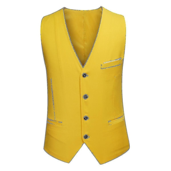 Miesten puku Business Casual 3-osainen puku bleiseri housut liivi 9 väriä Z Myydyt tuotteet Yellow S