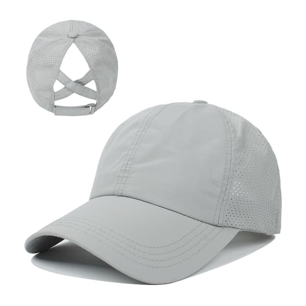 Dam Basebollkeps Mesh Snabbtorkande Andningsbar Justerbar Ponytail Design Ljusgrå