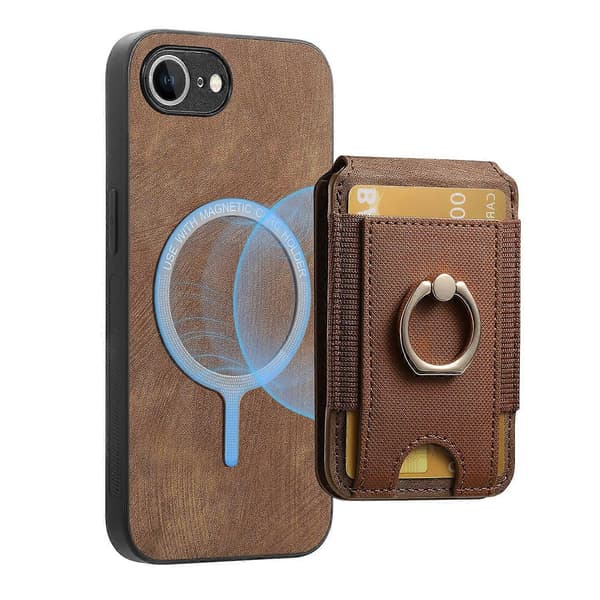 Læderbagside med aftagelig kortholder og stativ til iPhone 16e - Brun Multicolor Brown Multicolor Brown