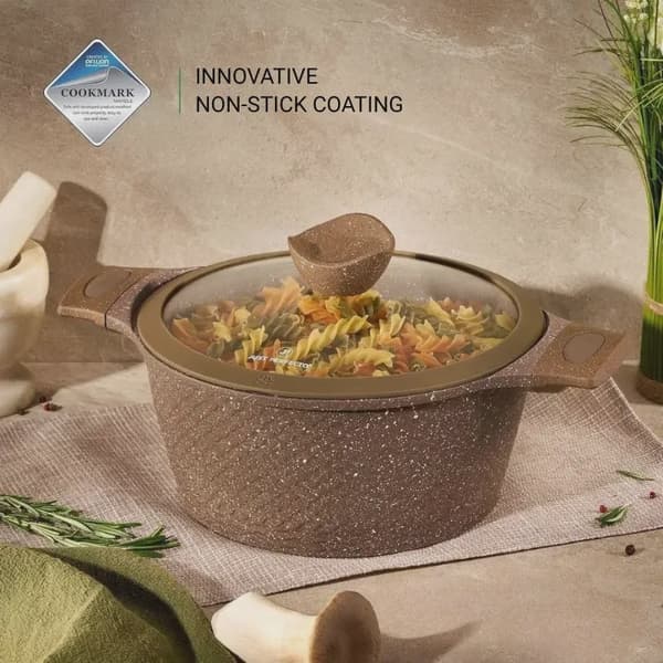 Granit Non-stick Gryde med Glaslåg, 24 cm