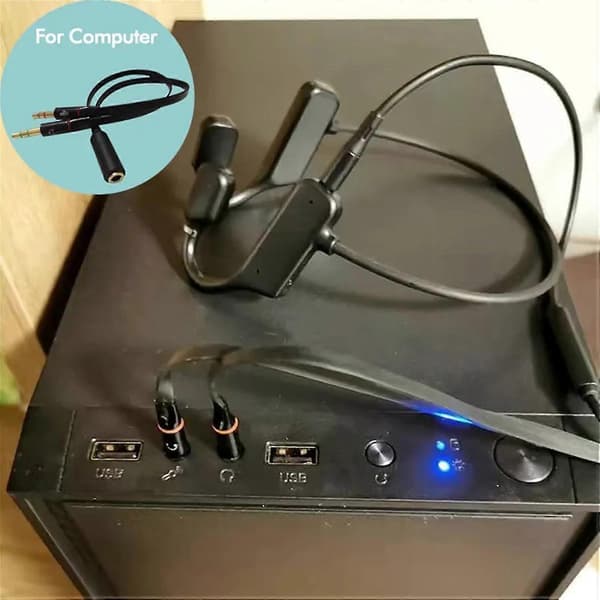 Bone Conduction Headphones 35mm Wired Headphones with Microphone Suitable for Mobile Phones, Computers and Tablets