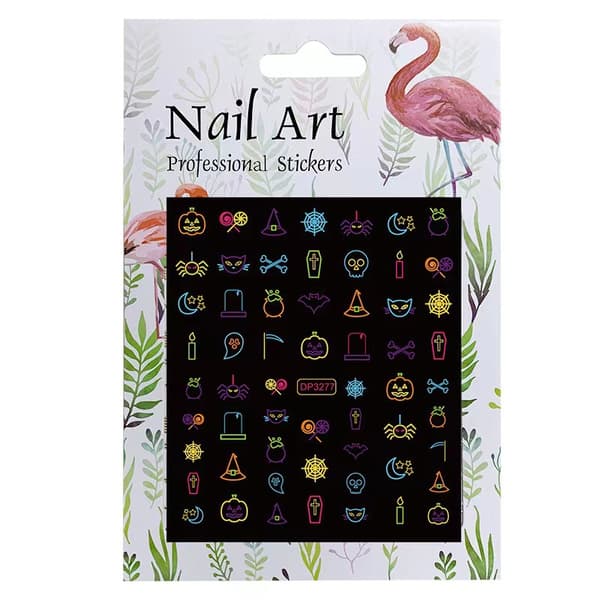 12 Nail Stickers Halloween Fluorescent Funny Skeleton Small