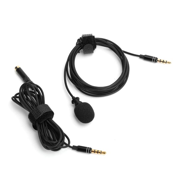 Professional Lavalier Microphone Mini Collar Clip Mic 3.5mm 2M Audio Cable Live Recording Black
