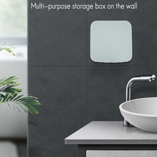 Wall-mounted Square Storage Box Removable Kitchen Table Storage Shelf Toothbrush Holder Cosmetic Bathroom Organizer Blue