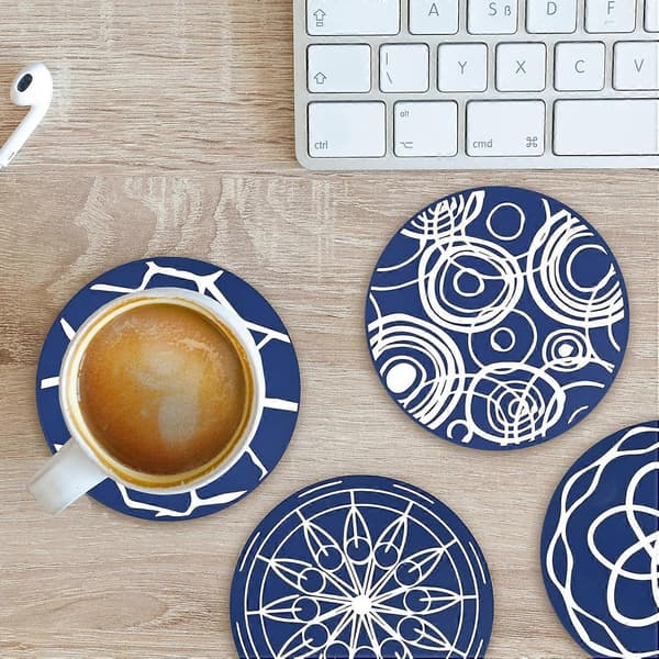 Coasters Set of 8, Black Round Silicone Rubber Cup Coasters Non-Slip Mug Mat Decorative Cup Coasters without box