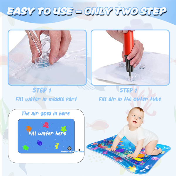 Vannmatte for baby, baby vannspillmatte leker 3 6 9 måneder, sensorisk leketøy for baby tidlig utvikling aktivitetssentre