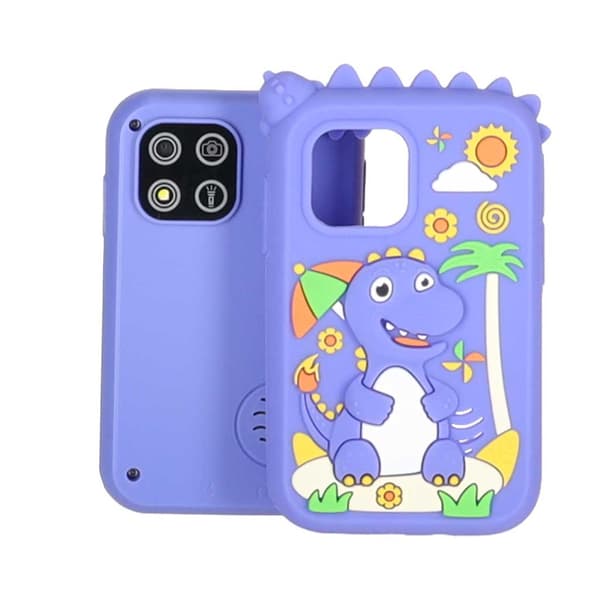 Barnsmartphone med kamera, 8 GB, blå dinosauriedesign