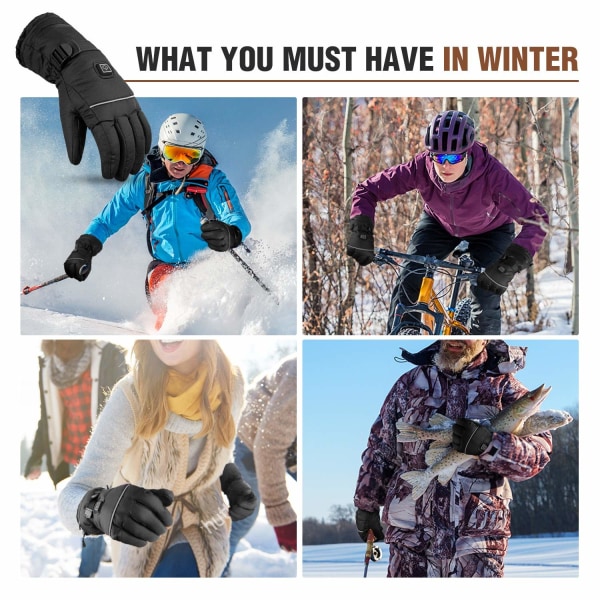 Oppvarmede hansker Vintervarme Oppvarmede håndvarmere for menn kvinner 3 varmeinnstillinger Batteridrevne oppvarmede hansker,