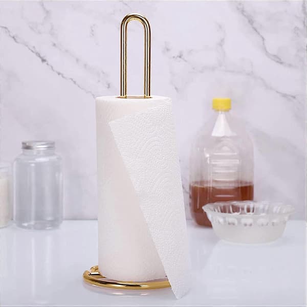 Paper Towel Holder Kitchen Roll Holder Fits All Kitchen Rolls Vertical Kitchen Roll Holder Towel Holder (Gold) [DB]