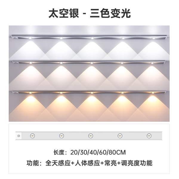 LED-belysning med infrarød sensor, 3 moduser, 0.4W, 20cm